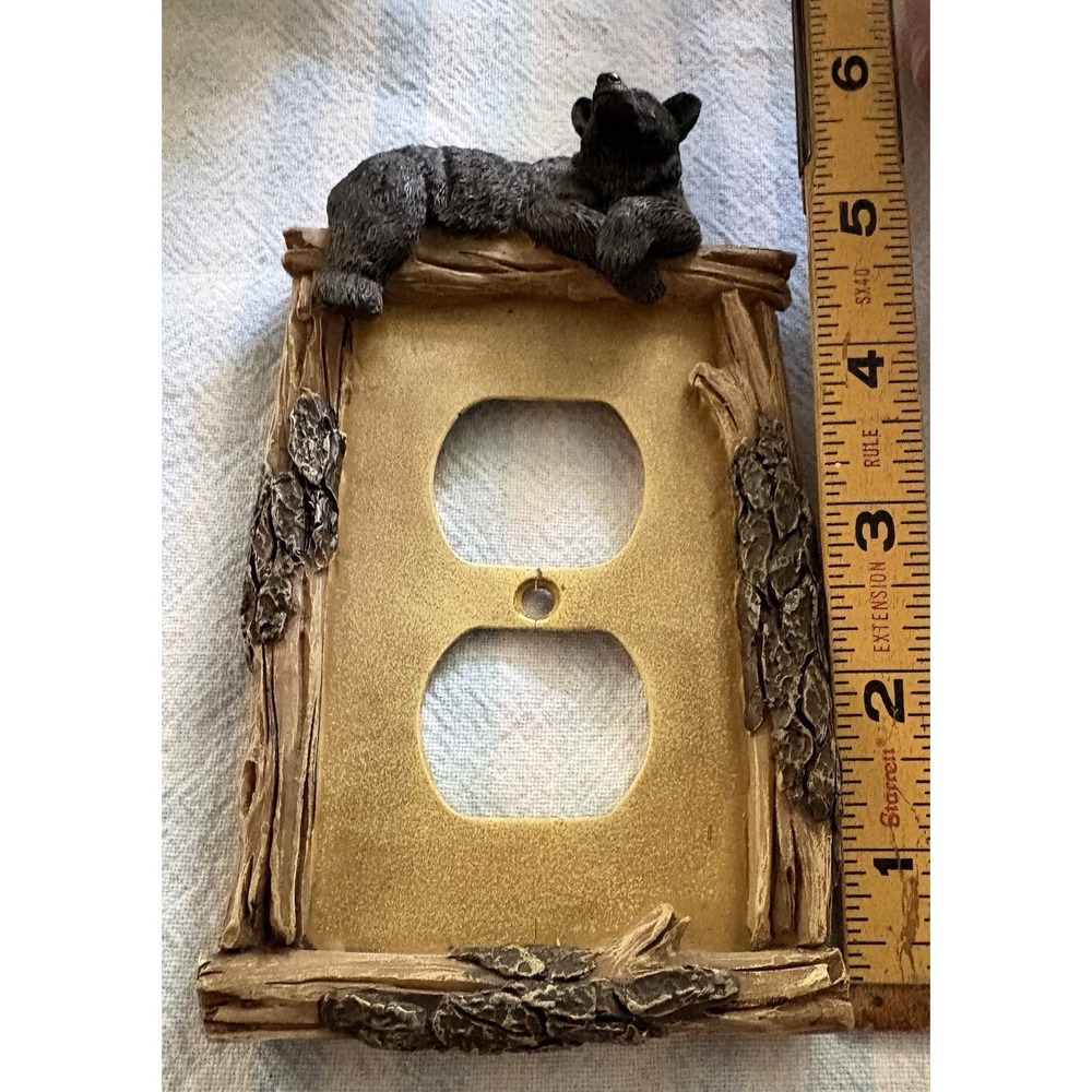 Bear Outlet Covers (2) Rustic Cabin Core Wildlife Nature Bear Resting 3D - Picture 5 of 6